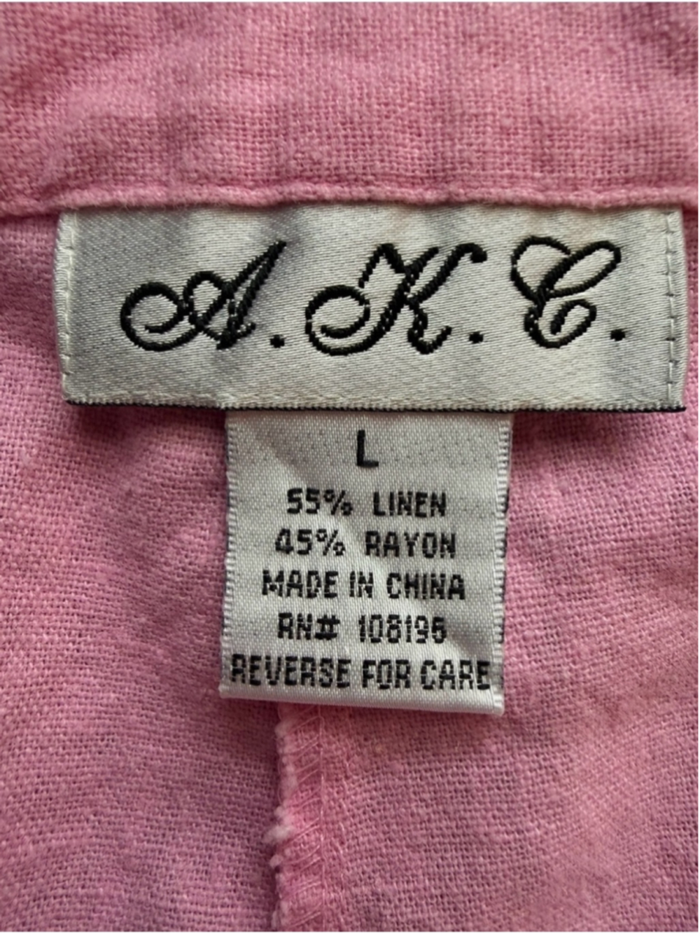 A.K.C. Pink Cropped Linen Blend Pants for Women Size L Boho Cottagecore Coastal - Picture 4 of 14